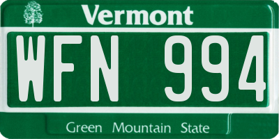 VT license plate WFN994