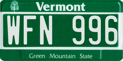 VT license plate WFN996