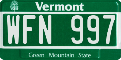 VT license plate WFN997