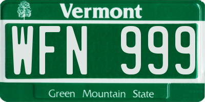 VT license plate WFN999