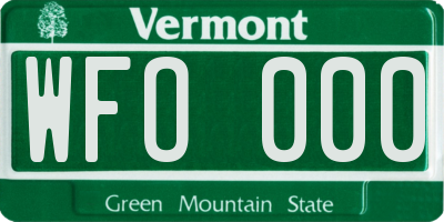 VT license plate WFO000