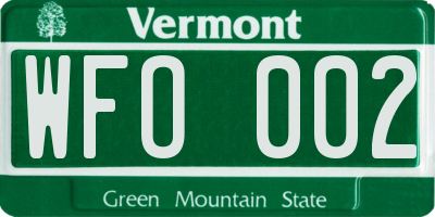 VT license plate WFO002