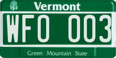 VT license plate WFO003