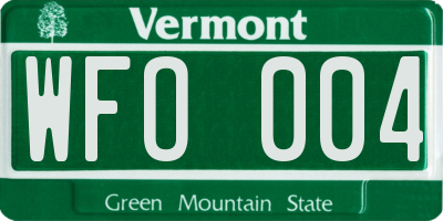 VT license plate WFO004