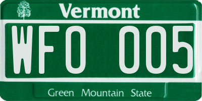 VT license plate WFO005