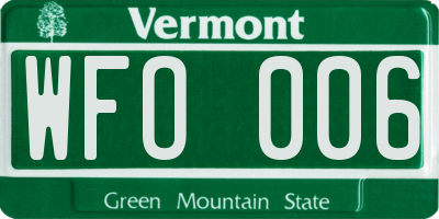 VT license plate WFO006