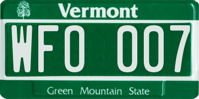 VT license plate WFO007
