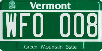 VT license plate WFO008