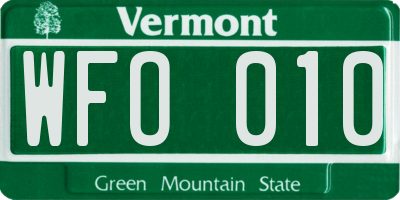 VT license plate WFO010