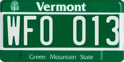 VT license plate WFO013