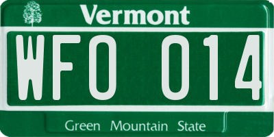 VT license plate WFO014