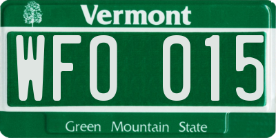 VT license plate WFO015