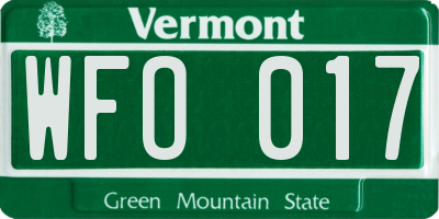 VT license plate WFO017