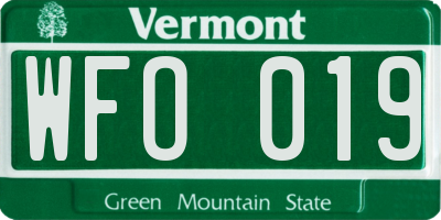 VT license plate WFO019