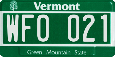 VT license plate WFO021