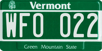 VT license plate WFO022