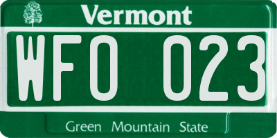 VT license plate WFO023