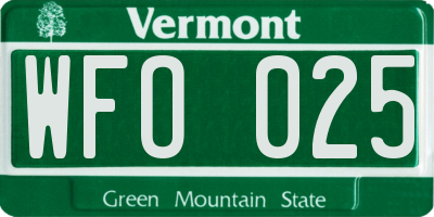 VT license plate WFO025