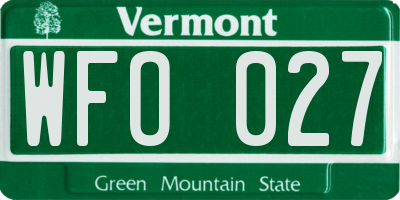 VT license plate WFO027