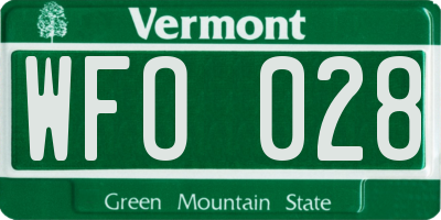 VT license plate WFO028