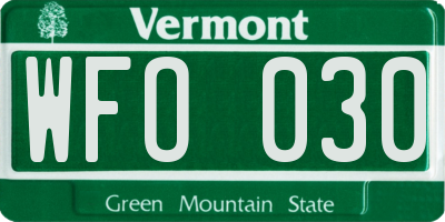 VT license plate WFO030