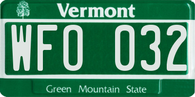 VT license plate WFO032