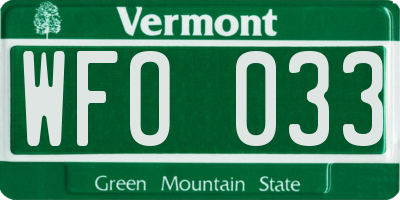 VT license plate WFO033