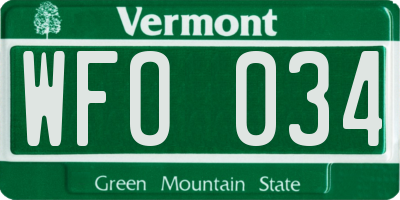 VT license plate WFO034