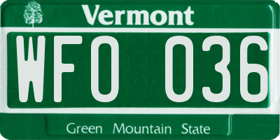 VT license plate WFO036