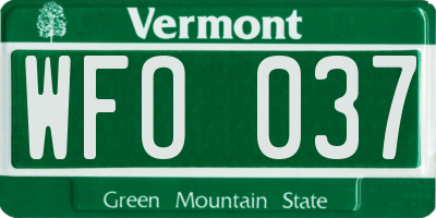 VT license plate WFO037