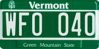 VT license plate WFO040