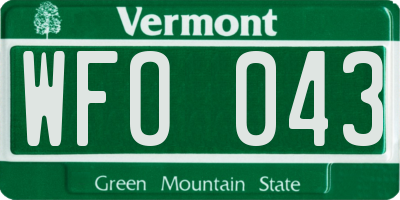 VT license plate WFO043
