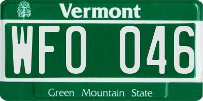 VT license plate WFO046