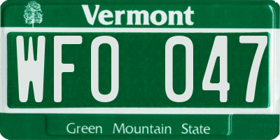 VT license plate WFO047
