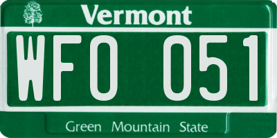 VT license plate WFO051