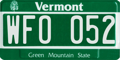 VT license plate WFO052