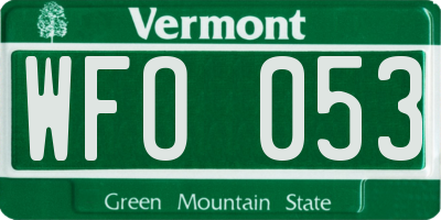 VT license plate WFO053