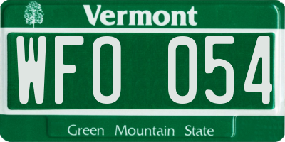 VT license plate WFO054