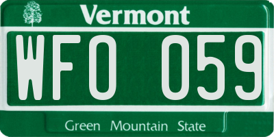 VT license plate WFO059
