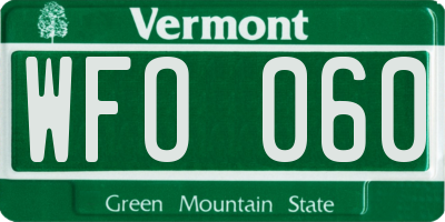 VT license plate WFO060