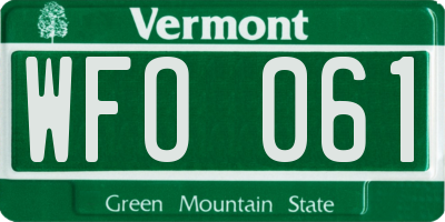 VT license plate WFO061