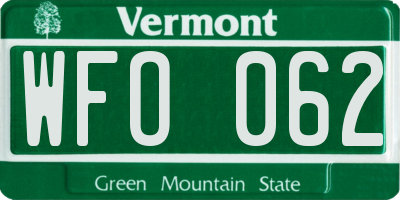 VT license plate WFO062