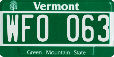 VT license plate WFO063