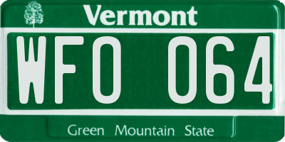 VT license plate WFO064