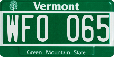 VT license plate WFO065