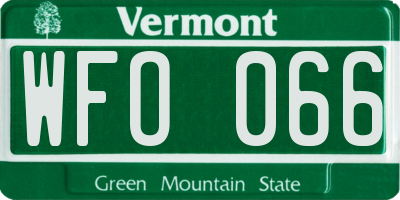 VT license plate WFO066