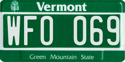 VT license plate WFO069