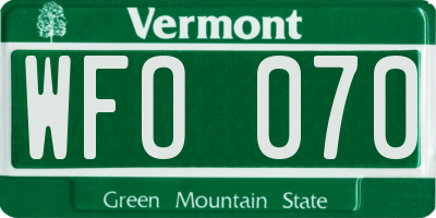 VT license plate WFO070