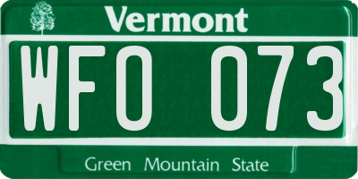 VT license plate WFO073