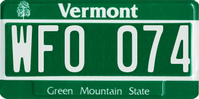 VT license plate WFO074